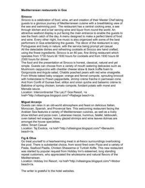 Mediterranean restaurants in Goa