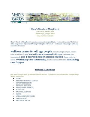 Wellness Center for Old Age People, Senior Housing in Oregon, Assisted Living in Portland Oregon