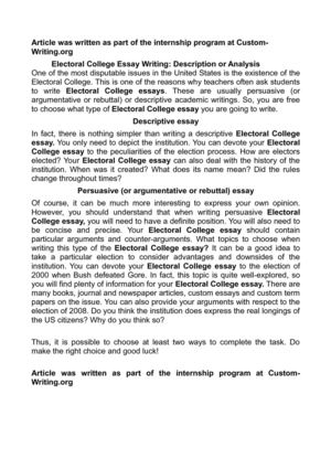 Essay On English Subject Electoral College Essay Writing Description Or Analysis Essay About Health also Essay Of Science Calamo Electoral College Essay Writing Description Or Analysis Synthesis Essay Ideas