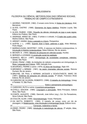 Bibliografia Metodologia das Ciências Sociais
