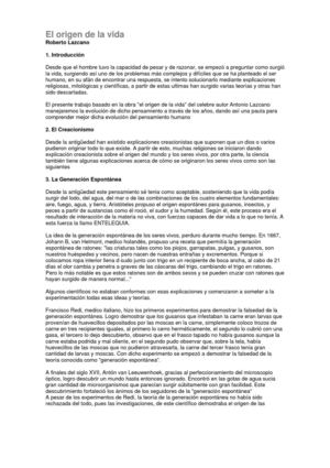 Origen De La Vida