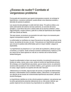 exceso de sudor