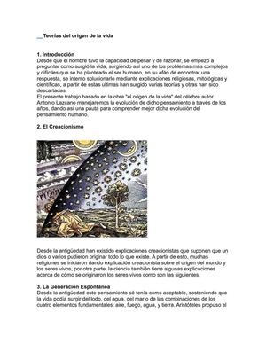 Teorías del origen de la vida