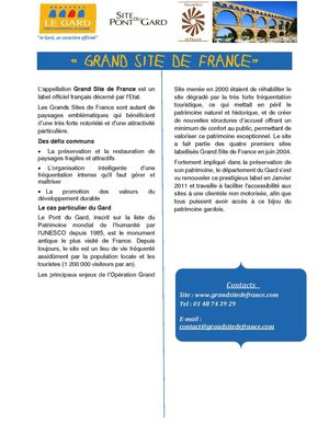 Fiche pro Grand site de France - Comité Départemental du Tourisme du Gard