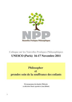 Pré programme Philosoin colloque UNESCO 16-17 novembre 2011 Jean Ribalet -Marie Agostini