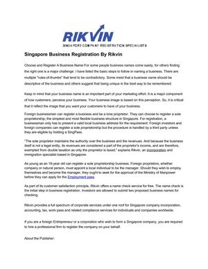 Singapore Business Registration By Rikvin