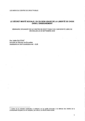 MIXITE SOCIALE - intervention de Maître Joëlle Sautois (ULB)