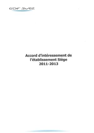 Accord interessement GDF Suez 2011 2013 