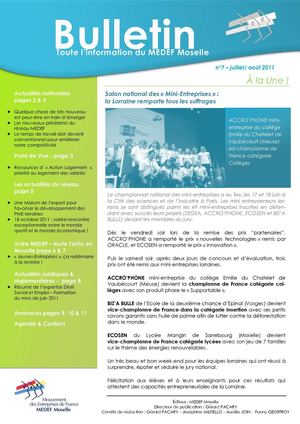 Bulletin MEDEF Moselle - Juillet-Aout 2011