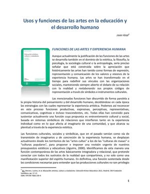 ABAD JAVIER. Usos y funciones de las artes