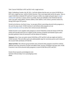 Convert WAB files to PST and XLS with a single tool now