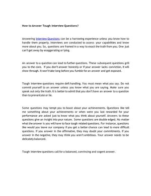 How to answer tough interview questions