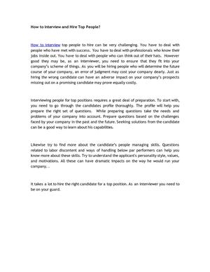 How to Interview and Hire Top People