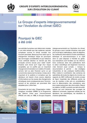 Présentation du Groupe intergouvernemental d'expert sur le changement climatique