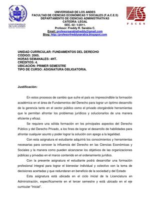 Programa Fundamentos del Derecho Sec. 02.  I-2011.