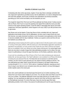 Benefits of Jaibreak in your iPad