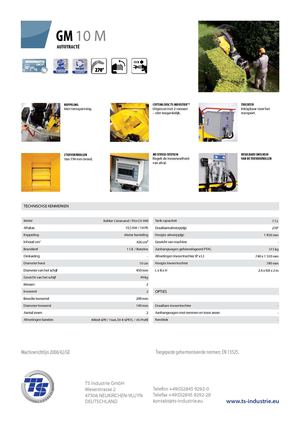 Technischse Kenmerken - GM10M / TS INDUSTRIE