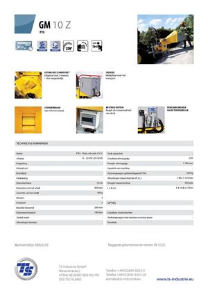 Technischse Kenmerken - GM10Z / TS INDUSTRIE