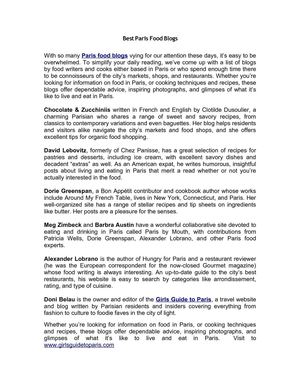 Best Paris Food Blogs