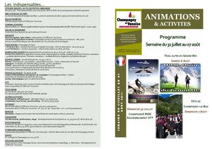 Programme Champagny en Vanoise du 31/07 au 07/08