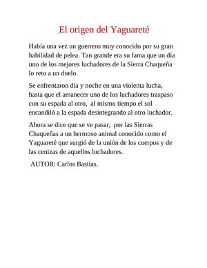 EL ORIGEN DEL YAGUARETÉ