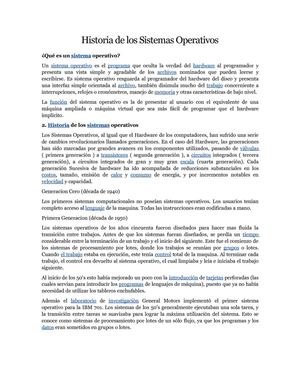 Historia de los Sistemas Operativos