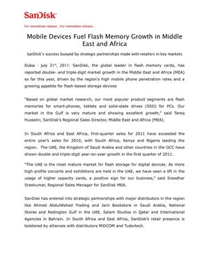 Mobile Devices Fuel Flash Memory Growth in Middle East and Africa