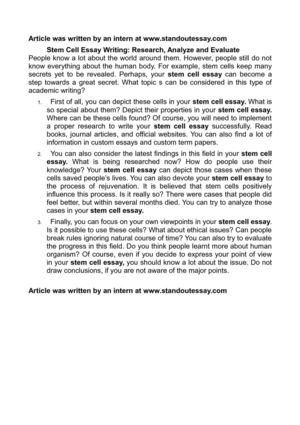 Calamo Stem Cell Essay Writing Research Analyze And Evaluate Stem Cell Essay Writing Research Analyze And Evaluate Sample Essay Thesis Statement also Manuscript Services Essay Writing Examples For High School