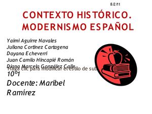 Contexto Histórico. Modernismo Español