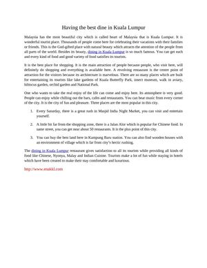 Having the best dine in Kuala Lumpur