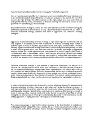 Hypo Venture Capital Balanced Investment Strategy for Portfolio Management