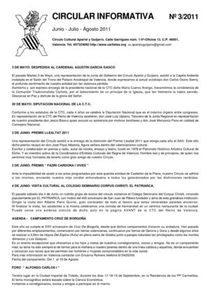 Círcular Informativa nº 3/2011 Junio - Julio - Agosto 2011