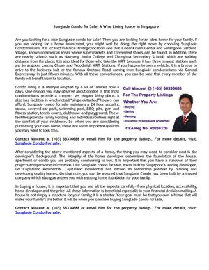 Sunglade Condo for Sale: A Wise Living Space in Singapore