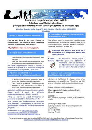 Rédiger son affiliation scientifique : pourquoi et comment le Web Of Sciences traite les affiliations ?