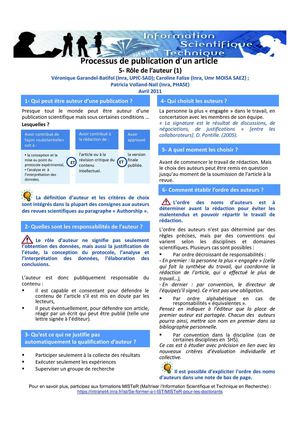 Processus de publication d'un article : rôle de l'auteur