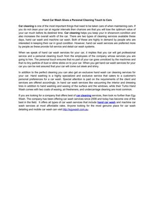 Hand Car Wash Gives a Personal Cleaning Touch to Cars