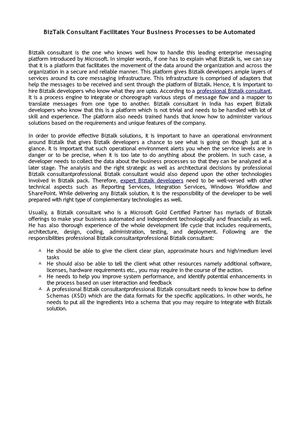 BizTalk Consultant Facilitates Your Business Processes to be Automated