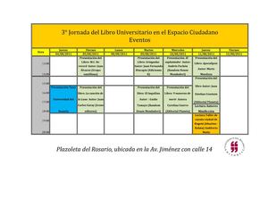 Programación 3°Jornada del Libro Universitario en el Espacio Ciudadano 