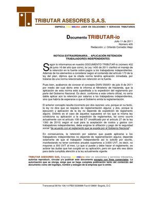 Algunas precisiones con respecto a la Rentencion en la Fuente independientes