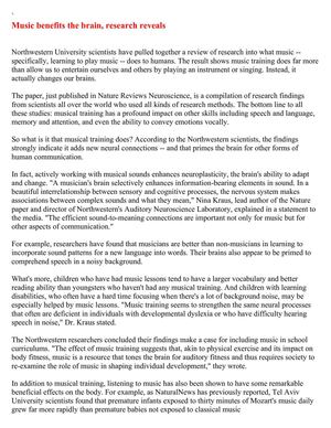 Music benefits the brain, research reveals