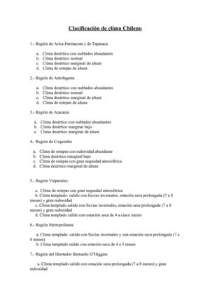 Clasificaición del clima Chileno