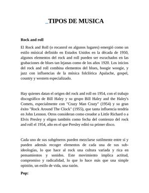 TIPOS DE MUSICA