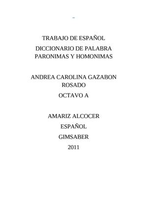 dicionario de palabras paronimas y homonimas