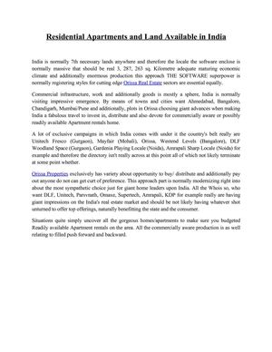 Residential Apartments and Land Available in India