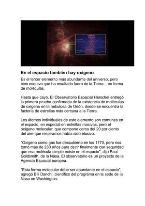 En el espacio también hay oxígeno