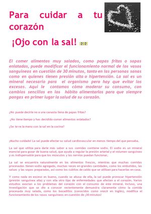 Para cuidar tu corazon