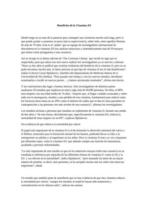 Beneficios de la Vitamina D3