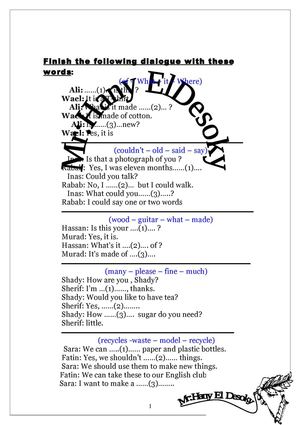 Finish the following dialogue with these words