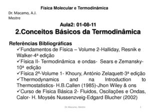Aula 2: Conceitos Basicos da Termodinamica