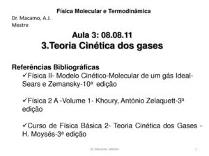 Aula 3: Teoria Cinetica dos gases Ideais